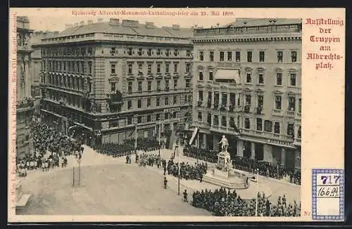 AK Wien, Erzherzog Albrecht-Monument-Enthüllungsfeier 1899 am Albrechtsplatz