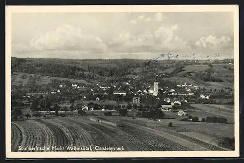 AK Bad Waltersdorf, Ortspanorama aus der Vogelschau