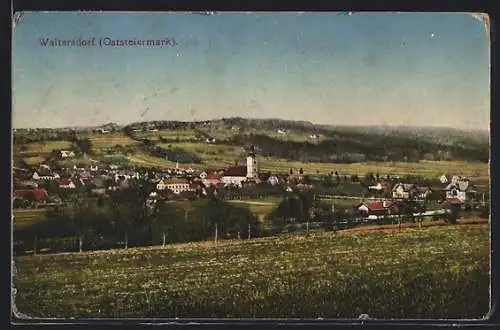 AK Bad Waltersdorf, Ortsansicht im Sonnenschein