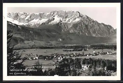 AK Oberalm bei Salzburg, Ortsansicht mit Untersberg