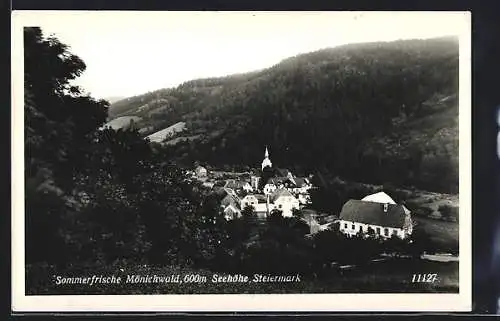 AK Mönichwald /Steiermark, Ortsansicht aus der Vogelschau