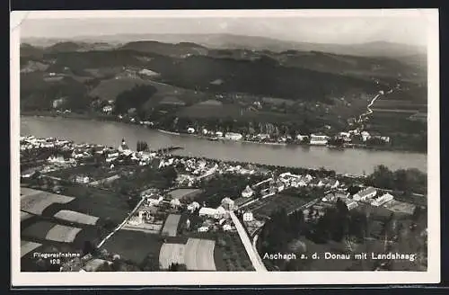 AK Aschach / Donau, Panorama mit Landshaag