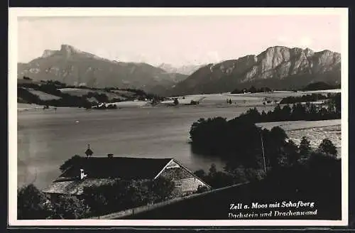 AK Zell a. Moos, Ortsansicht mit Schafberg