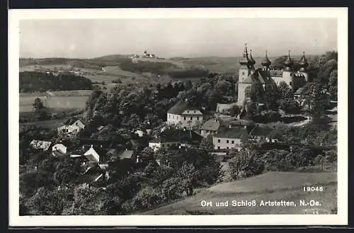 AK Artstetten, Ortspanorama mit Schloss