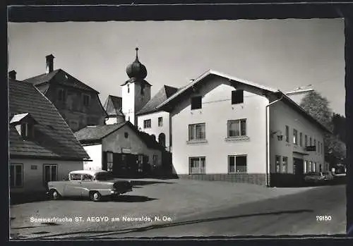 AK St. Aegyd a. Neuwald, Ortspartie mit Kirche