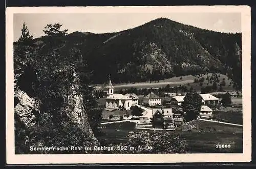 AK Rohr im Gebirge, Teilansicht mit Kirche