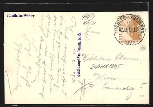 AK Türnitz, Teilansicht mit Kirche im Schnee