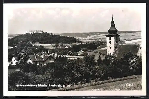 AK Maria Anzbach, Ortspartie mit Kirche