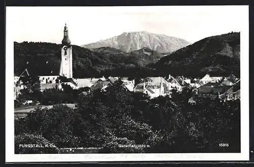AK Purgstall /N.-Oe., Ortsansicht mit Blick zum Oetscher