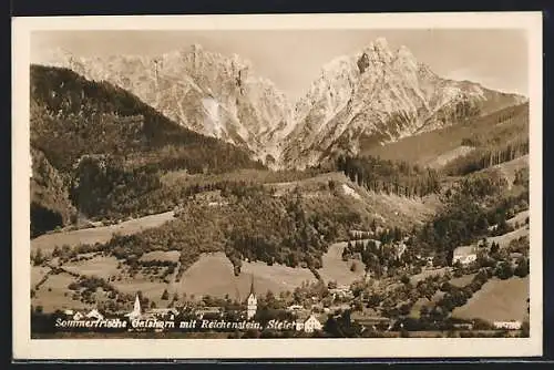 AK Gaishorn /Steiermark, Blick über die Ortschaft auf den Reichenstein
