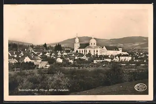 AK Pöllau, Ortsansicht mit der Kirche