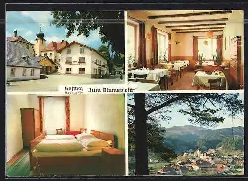 AK St. Aegyd a. N., Gasthof-Pension Zum Blumentritt, Inh. Heinrich Hollerer, mit Innenansichten