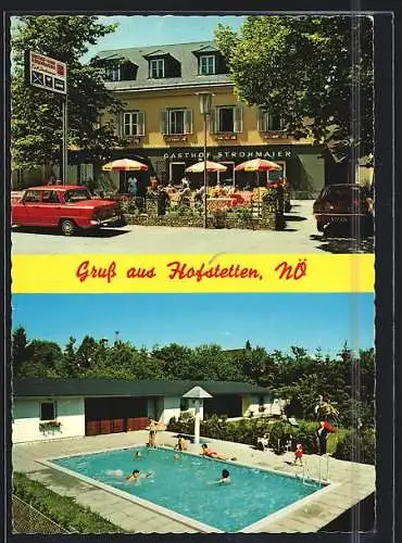 AK Hofstetten /N.-Ö., Gasthof zur Linde, Schwimmbecken