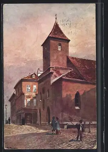 Künstler-AK Rudolf Preuss: Wien, Partie an der Ruprechtskirche