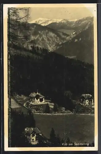 AK Küb /Semmering, Ortsansicht aus der Vogelschau