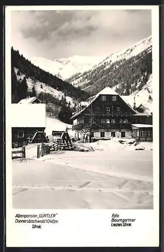AK Donnersbachwald /Stmk., Alpenpension Gürtler im Schnee