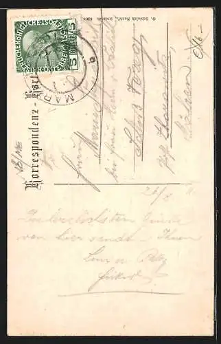 AK Maria-Taferl, Teilansicht mit Kirche und Schwalbe