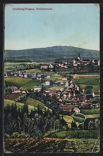 AK Friedberg-Pinggau, Ortsansicht mit zwei Kirchen