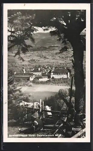 AK Vorau, Blick von einer Anhöhe auf den Ort