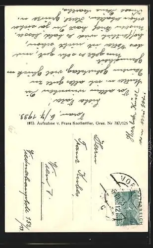 AK Vorau, Blick von einer Anhöhe auf den Ort