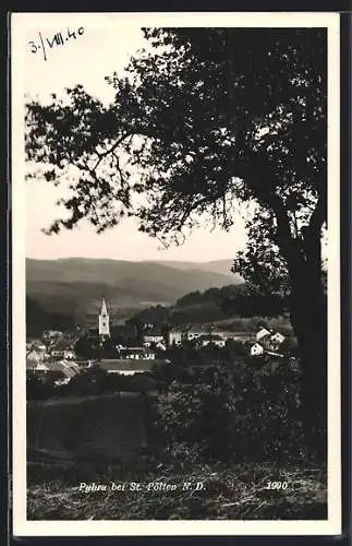AK Pyhra bei St. Pölten, Ortsansicht mit Kirche