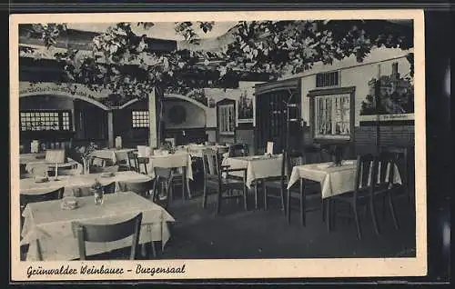 AK Grünwald /Isartal, Gasthaus Grünwalder Weinbauer L. Zach, Burgensaal