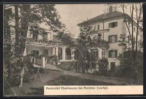 AK Ebenhausen /München, Kuranstalt mit Zufahrt u. Eingang