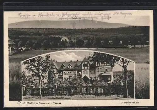 AK Oberursel i. Taunus, Hohe Mark, Lehrerinnenheim, Ortsansicht mit Herzberg