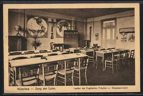 AK München-Berg am Laim, Institut der Englischen Fräulein, Klassenzimmer