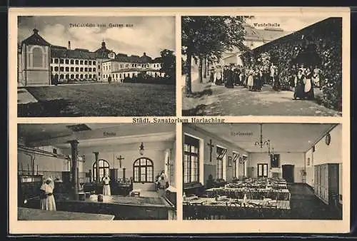 AK München-Harlaching, Städtisches Sanatorium, Küche, Speisesaal