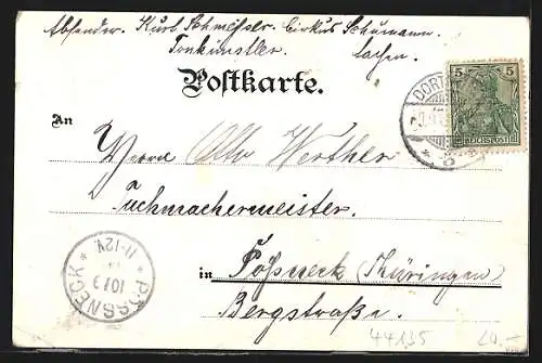 Lithographie Dortmund, Oberbergamt, Vehmlinde, Kaiser Wilhelm I.