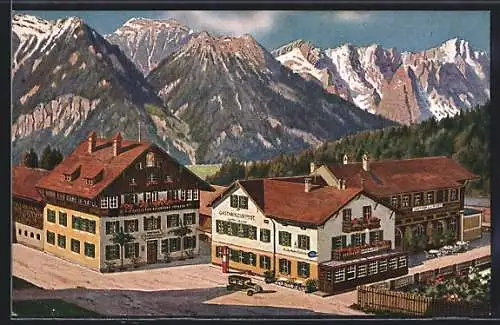 AK Oberau / Loisachtal, Hotel-Gasthof zur Post
