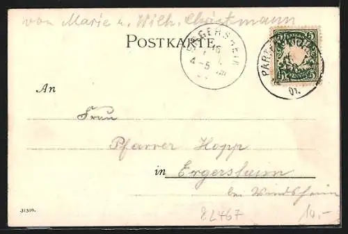 Künstler-AK Heinrich Deuchert: Partenkirchen, Teilansicht mit Kirche, Partnachklamm