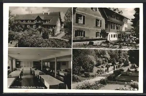 AK Syburg / Bergen, Kriegsblindenerholungsheim, Innenansicht, Garten