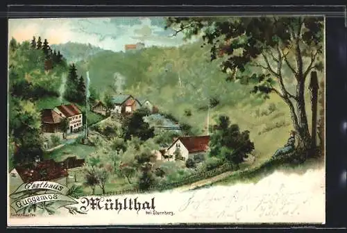 AK Mühltal b. Starnberg, Ortsansicht mit Gasthaus Guggemos