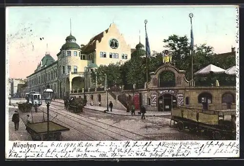 AK München-Haidhausen, Gasthof Münchner Kindl-Keller, Strassenbahn