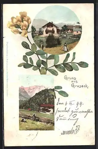 AK Graseck, Zwei Ansichten und Blume