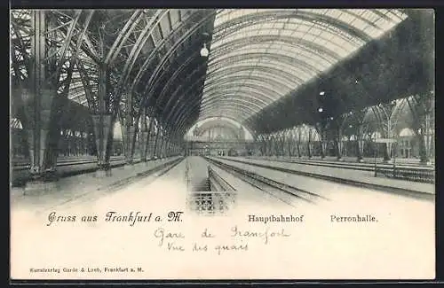 AK Frankfurt a. M., Perronhalle des Hauptbahnhofs