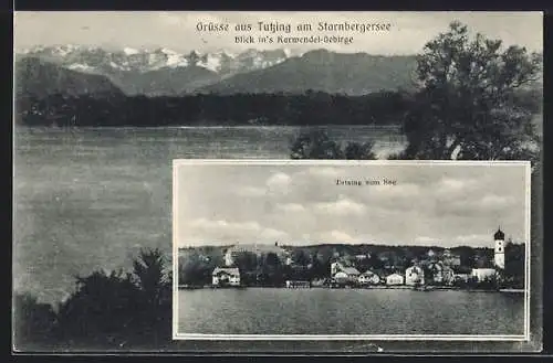 AK Tutzing, Uferpartie, Karwendel Gebirge