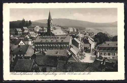 AK Ober-Reifenberg i. Ts., Teilansicht mit Hotel Frankfurter Hof und Kirche