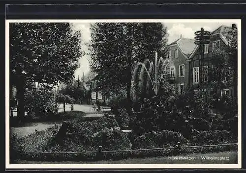 AK Hückeswagen, Wilhelmsplatz mit Springbrunnen