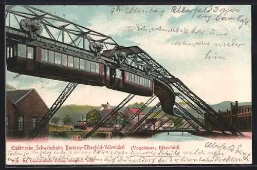 AK Elberfeld, Vogelsaue, Elektrische Schwebebahn Barmen-Elberfeld-Vohwinkel