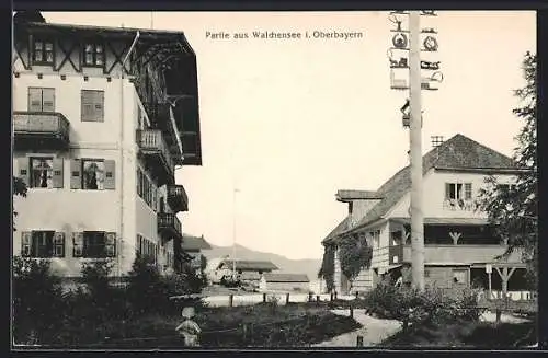 AK Walchensee i. Oberbayern, Strassenpartie beim Hotel zur Post