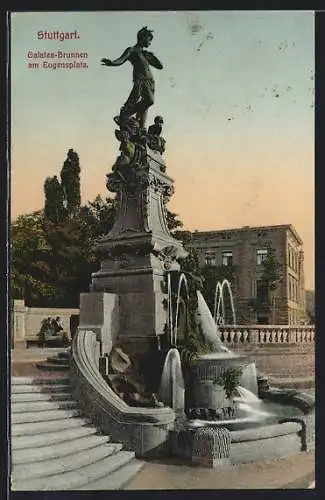 AK Stuttgart, Galatea-Brunnen am Eugensplatz