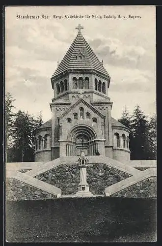 AK Starnberg /Starnberger See, Berg: Votivkirche für König Ludwig II. von Bayern