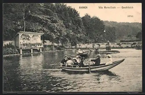 AK Barmen, Villa Murmelbach, Gondelteich