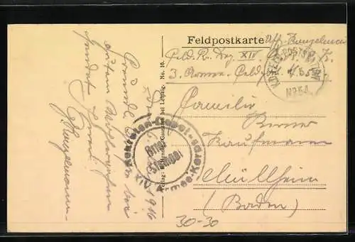 AK Feldzug 1914-16 Frankreich, Beerdigung deutsch. gefall. Offiz. u. Mannschaft. im Helden-Sammelgrab