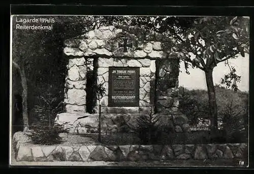 AK Lagarde, Reiterdenkmal, Kriegsgrab 1914-15