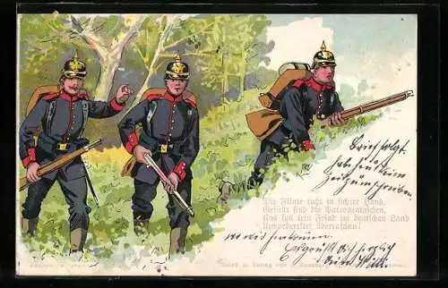 AK Soldaten der Infanterie in Uniform mit Gewehren