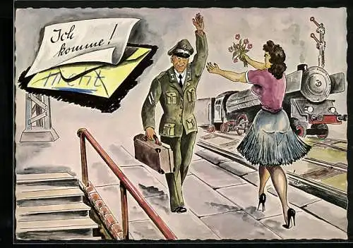 AK Heimkehrer der Bundeswehr wird von Gattin herzlich begrüsst